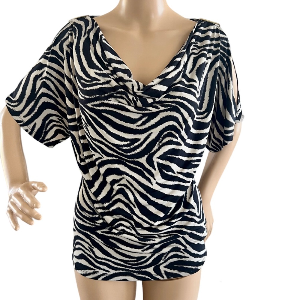 Michael Kors Cold Shoulder Zebra Print Stretch